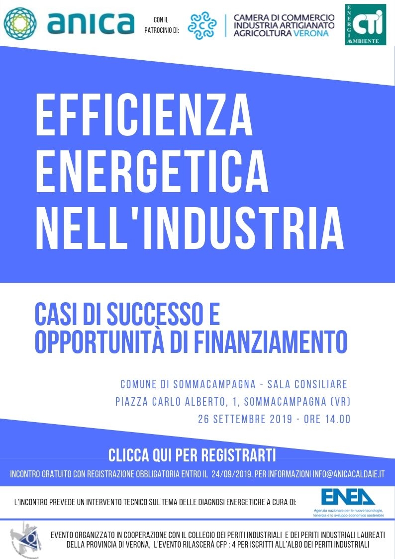 Atti del convegno - EFFICIENZA ENERGETICA NELL'INDUSTRIA - del 26.9.2019